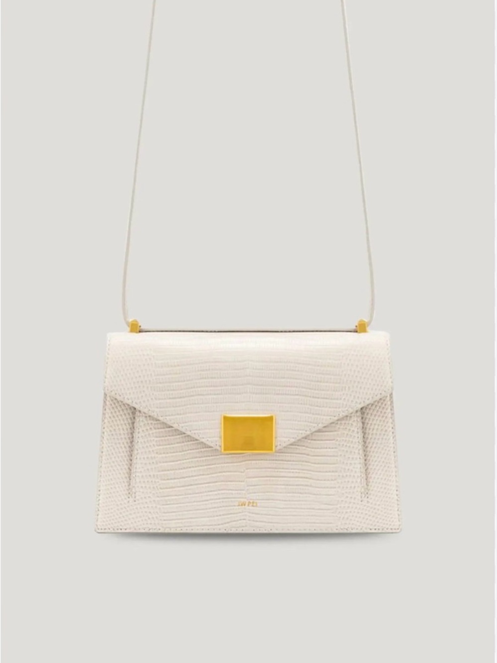 JW PEI Cream Textured Envelope Crossbody with Gold Hardware
